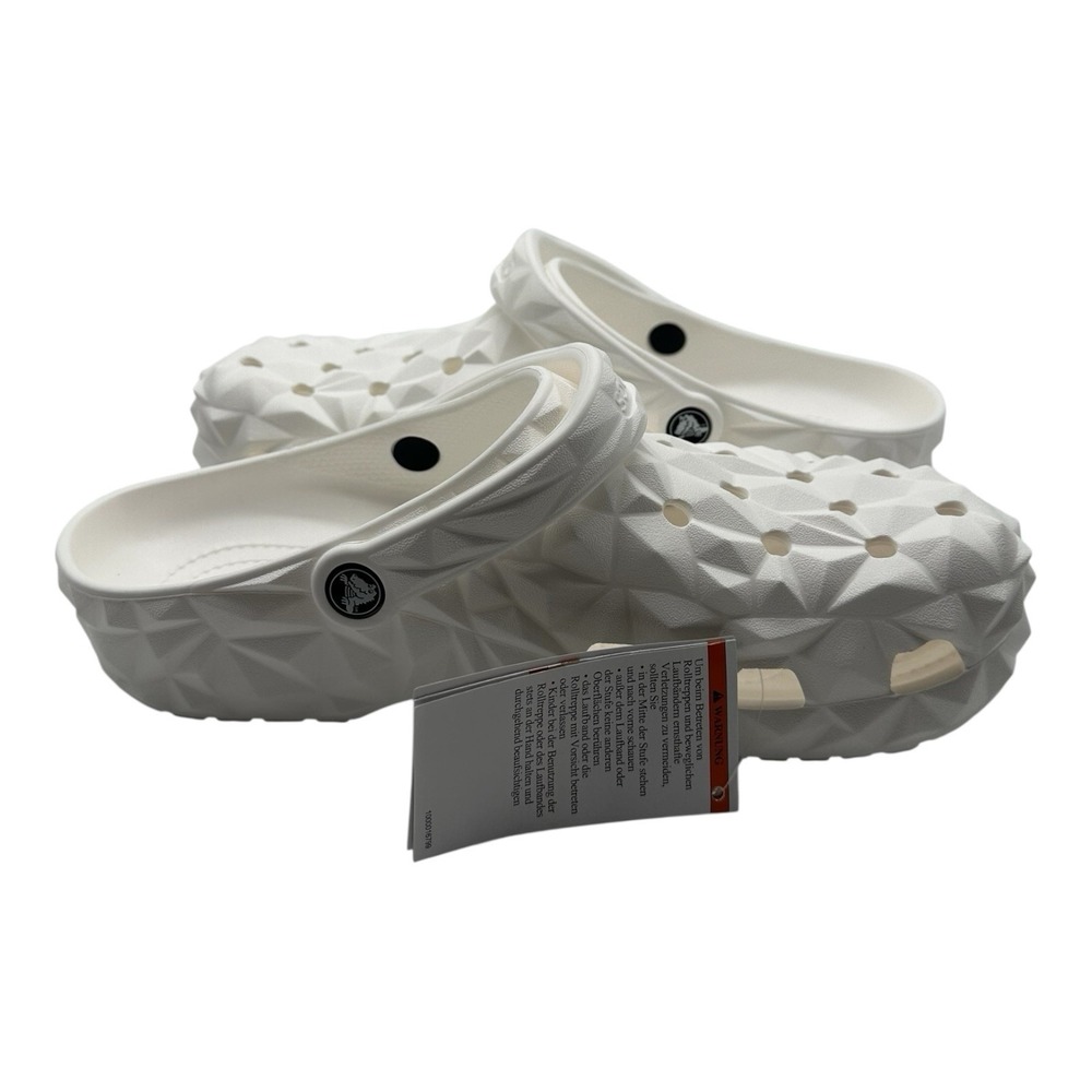 Crocs Classic Geometric Clogs Mens 10‎ Womens 12 White Slides Sandals 209563-100 - Picture 7 of 9